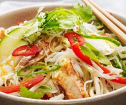 Healthy crab salad with noodles